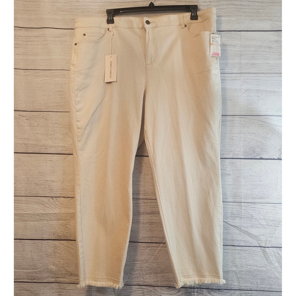 Vince Camuto New Neutral Raw Hem Jeans Women's Plus 24W Ankle Natural NWT  L254